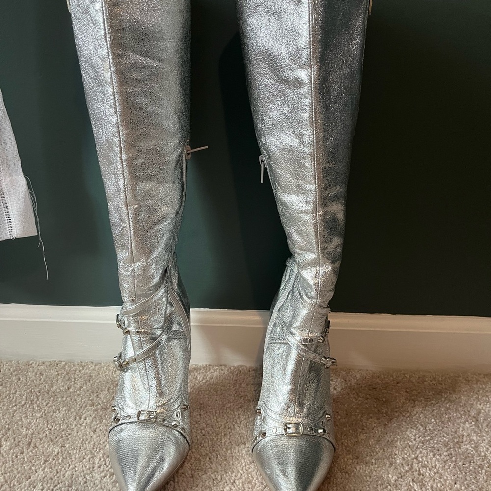 Silver Knee-High Women's Boots